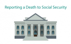 Graphic titled Reporting a Death to Social Security with an official building